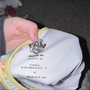 Paw Patrol Girls Swim Top with Yellow Trim